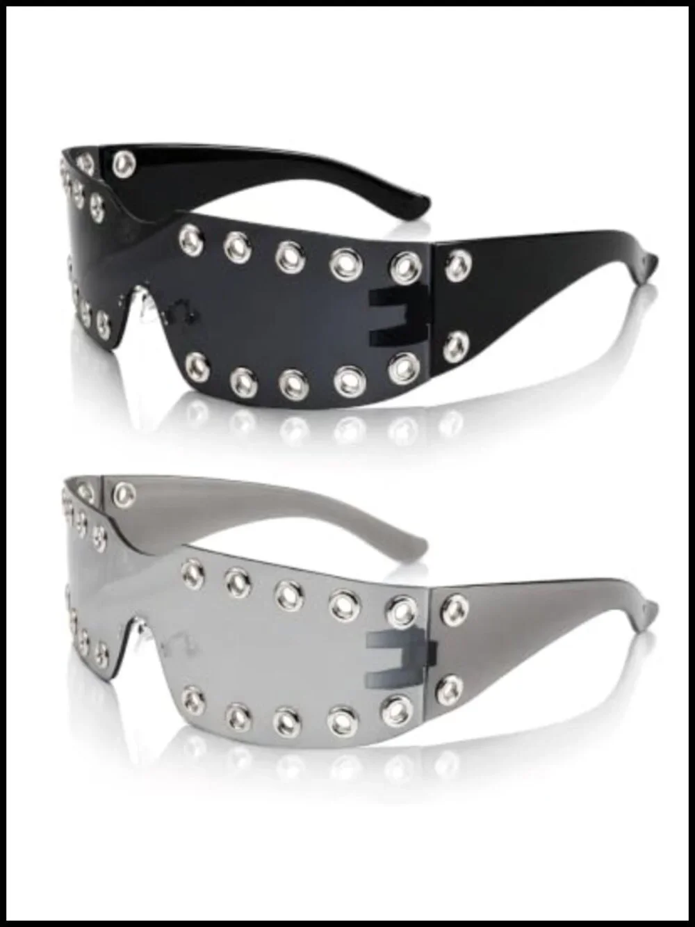 2pk Cyberpunk Rave Sunglasses Wrap Around UV400 Protection Festival Techno